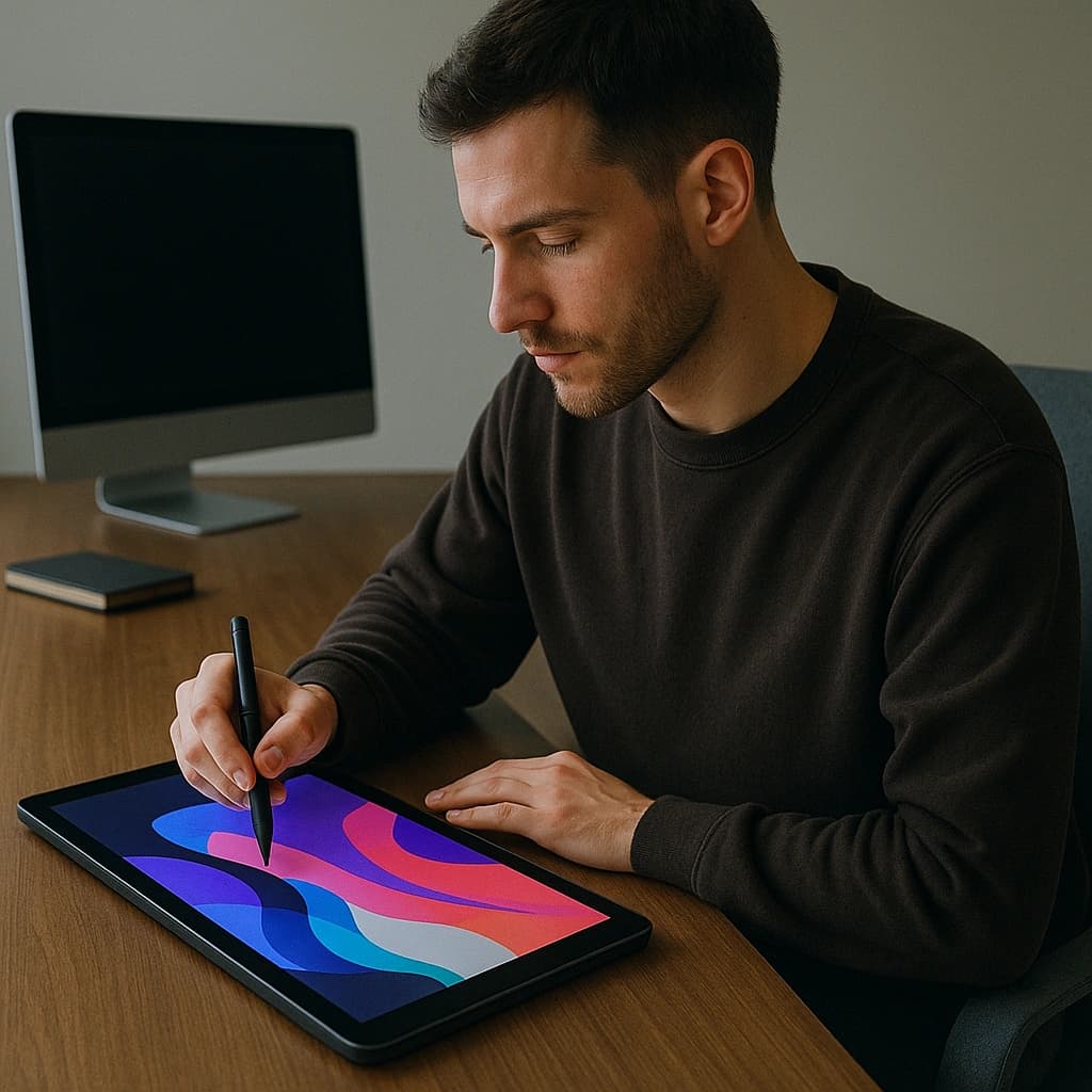 Digital artist on tablet